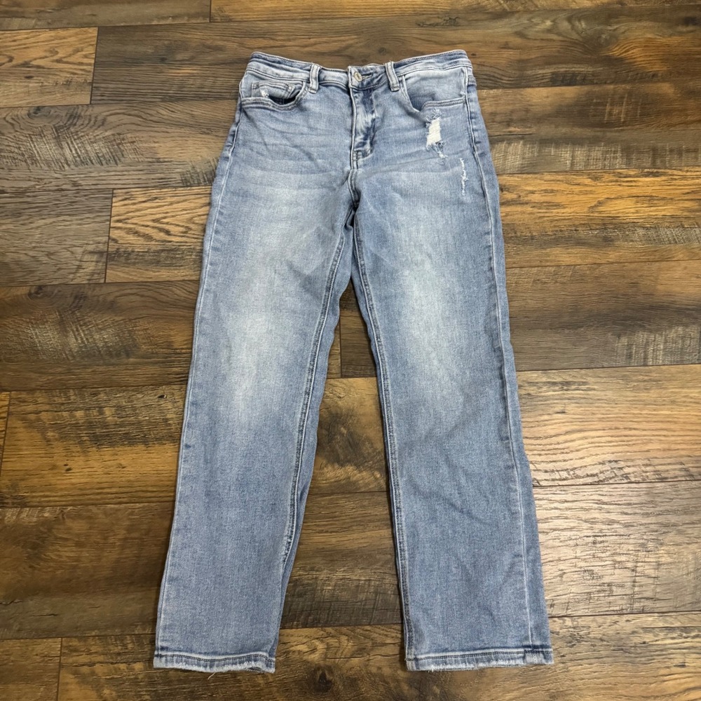 Lovervet By Vervet Straight Leg Jeans Women's 29 Light Wash Distressed